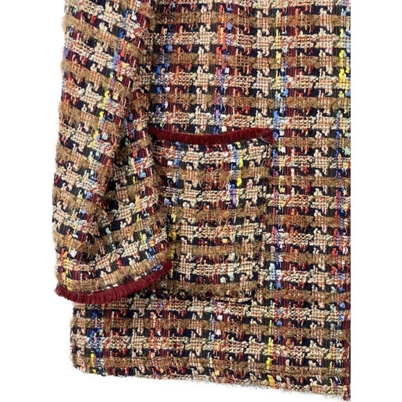 Anthropologie Ett:twa Harlequin Longline Tweed Blazer Size Small Wool Blend - Picture 8 of 13
